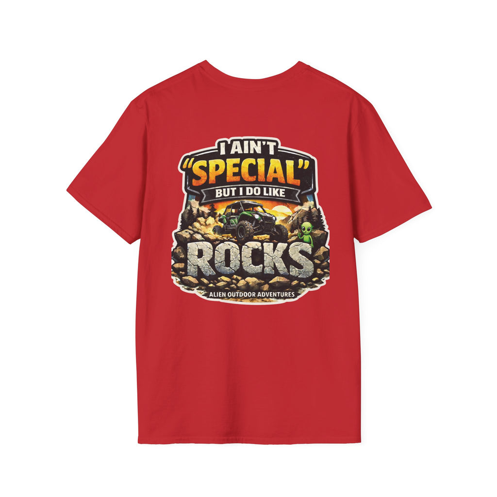 Alien Outdoor Adventures T-Shirt — “I Ain’t ‘Special’ But I Do Like Rocks” Graphic Tee