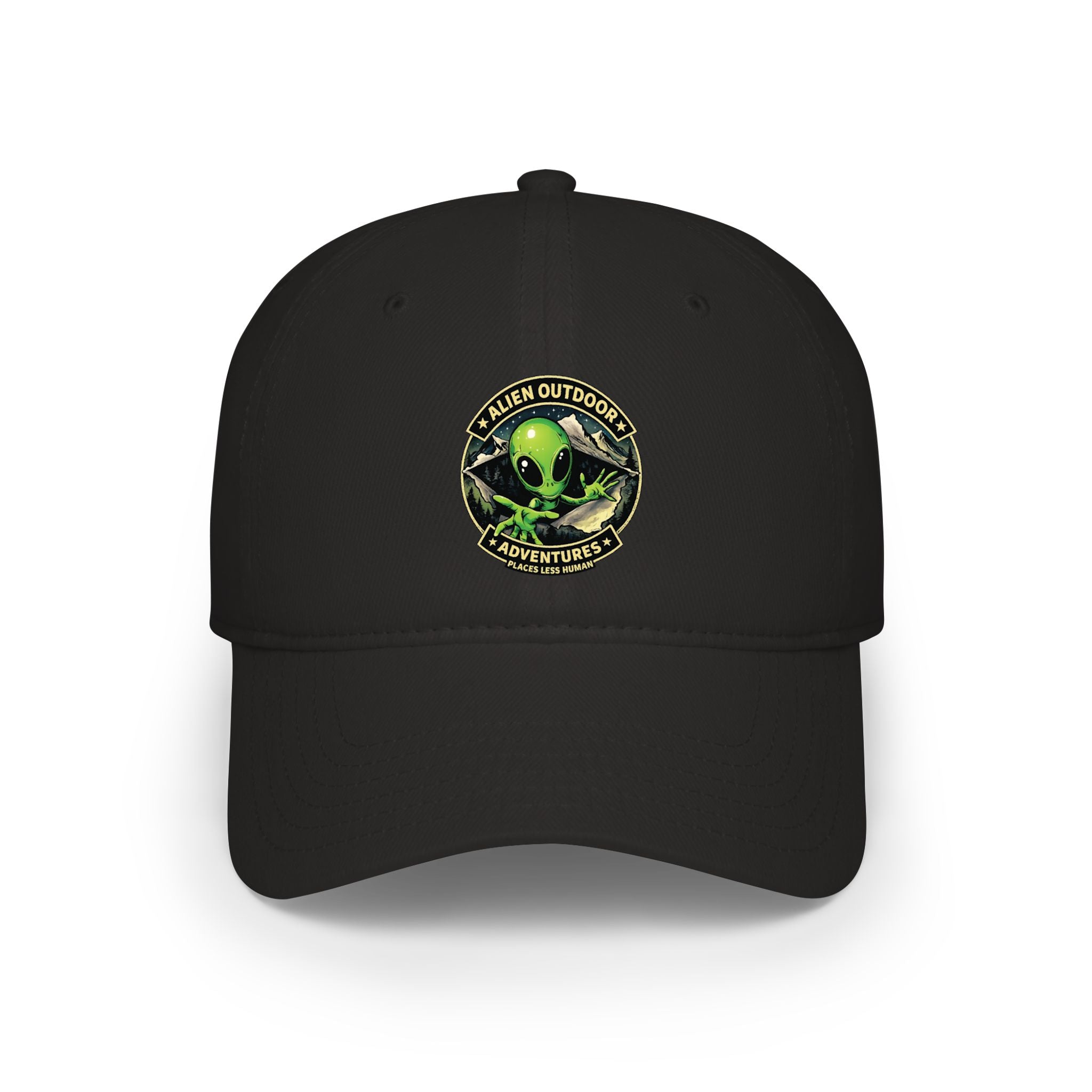 Alien Outdoors Adventures Low Profile Baseball Cap - Green Alien Logo Hat